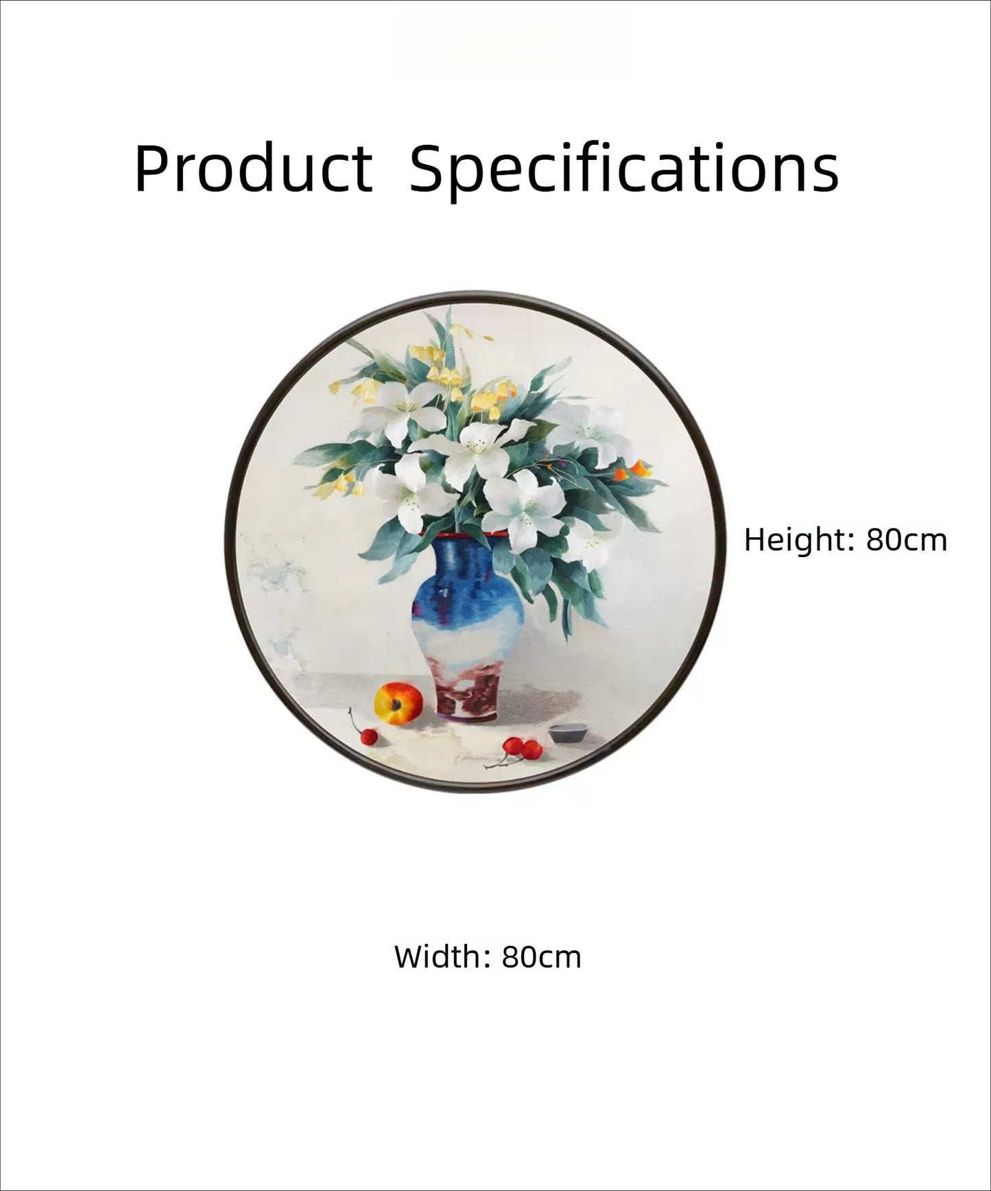 Round‑Framed Suzhou Embroidery Peace Vase Wall Hanging, Chinese Floral Art
