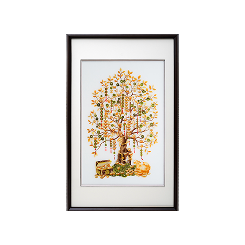 Gold & Treasure‑3‑Panel Money Tree Wall Decor