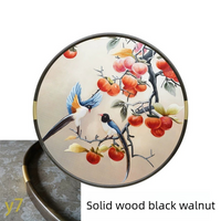 Round-Framed Suzhou Embroidery Persimmon Wall Hanging, Auspicious Chinese Art