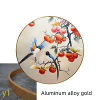 Round-Framed Suzhou Embroidery Persimmon Wall Hanging, Auspicious Chinese Art