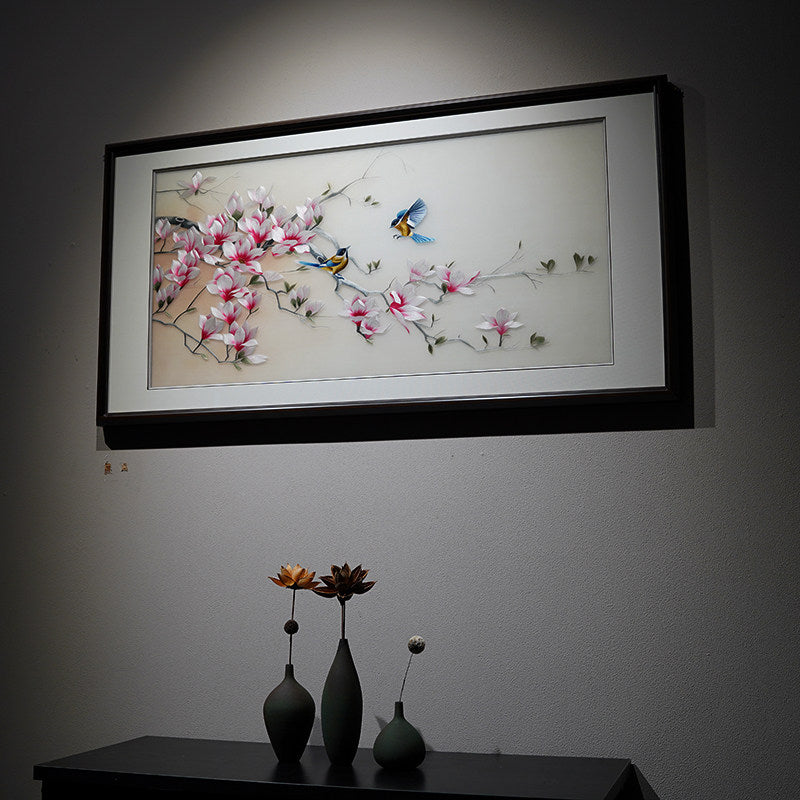 Hand‑made Su Embroidery Magnolia Painting