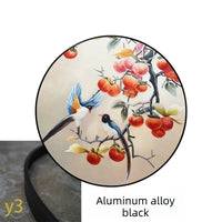 Round-Framed Suzhou Embroidery Persimmon Wall Hanging, Auspicious Chinese Art