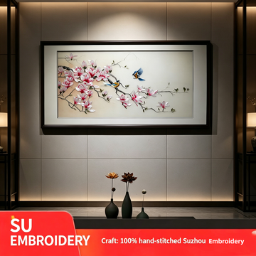 Hand‑made Su Embroidery Magnolia Painting