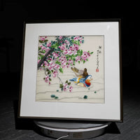Loving Pair‑Square Peach Blossom Mandarin Duck Wall Decor