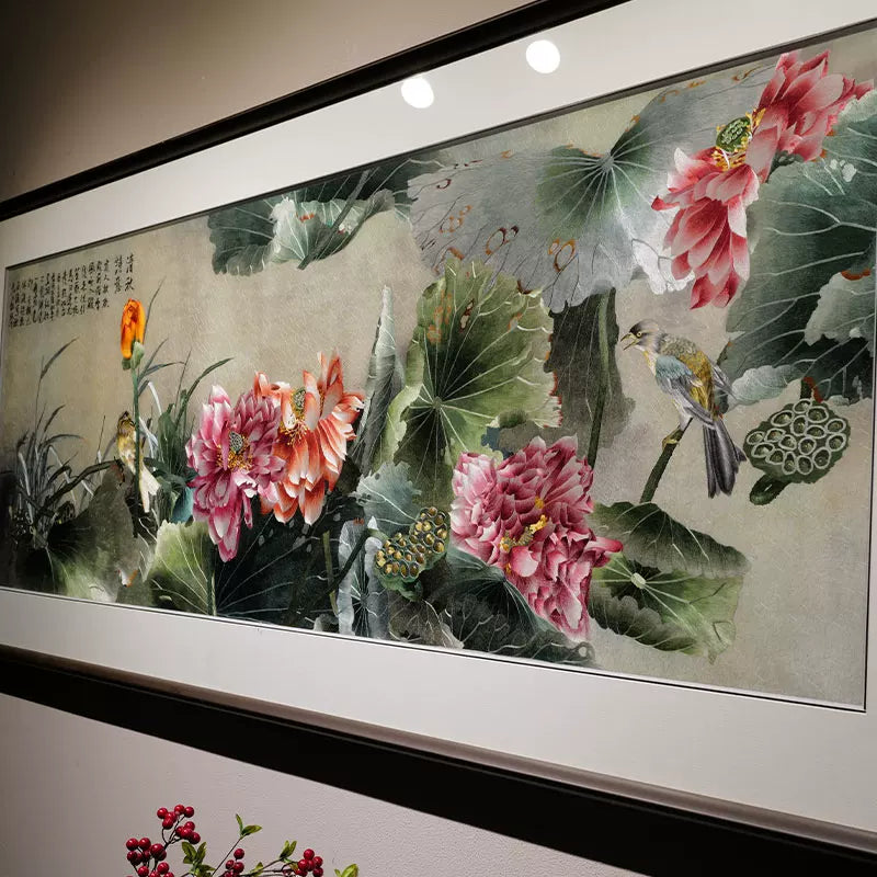 Handmade Su Embroidery - Lotus & Birds