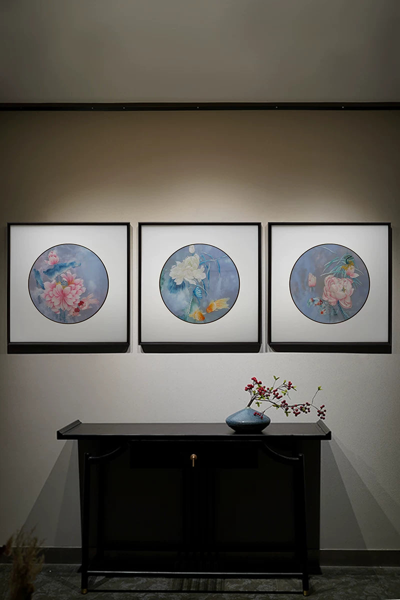 3‑Panel Suzhou Embroidery Wall Decor