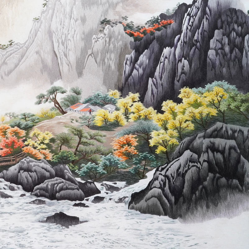 Hand‑Stitched Embroidery** Splendid Mountains & Rivers‑Horizontal