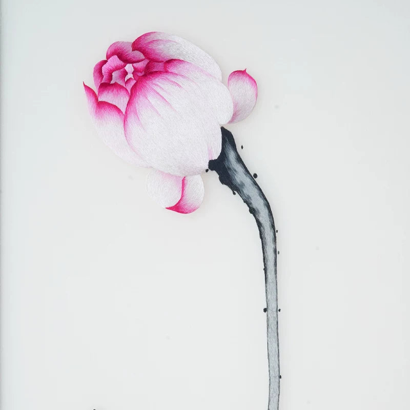 Elegant Lotus Charm‑3‑Panel Ink‑Style Wall Decor