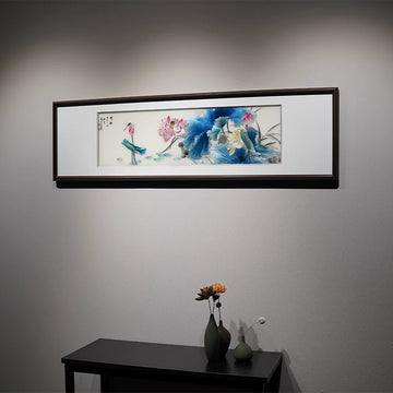 Silk Embroidery Chinese Lotus Flower Wall Decor