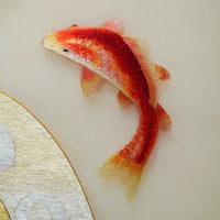 Handmade Koi Fish Blessing Framed Embroidery