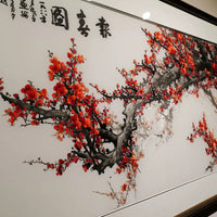 Chinese Silk Embroidery Plum Flower Wall Painting