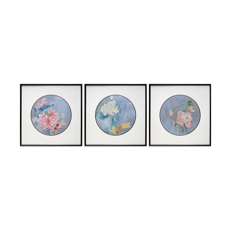 3‑Panel Suzhou Embroidery Wall Decor
