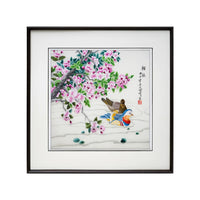 Loving Pair‑Square Peach Blossom Mandarin Duck Wall Decor