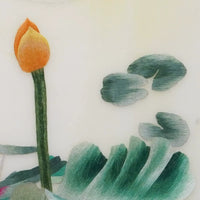 Hand‑Stitched Embroidery** Lotus Pond Sweet Couple‑Square