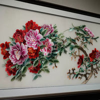 Silk Embroidery Chinese Peony Flower Wall Decor