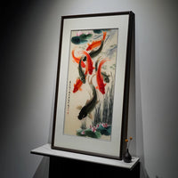 Nine Koi Blessing‑Vertical Koi Lotus Wall Decor