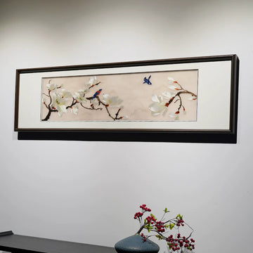 Magnolia Blessing‑Long Suzhou Embroidery Bird Wall Decor