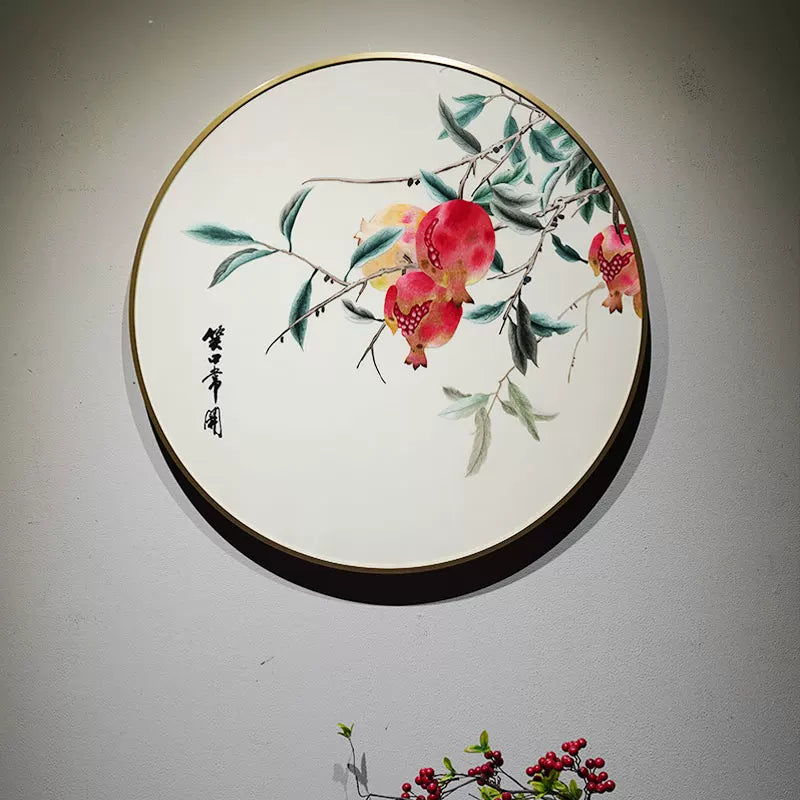 Pomegranate Porcelain Plate - "Peace & Prosperity"