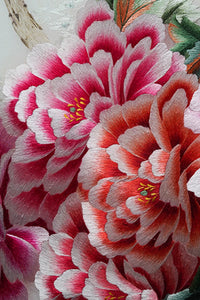 Handmade Blooming Peony Framed Embroidery Art