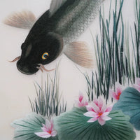 Nine Koi Blessing‑Vertical Koi Lotus Wall Decor