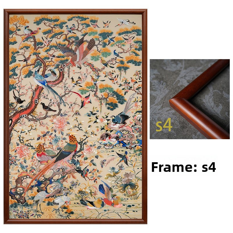 Auspicious Phoenix‑Vertical Suzhou Embroidery Bird Wall Decor