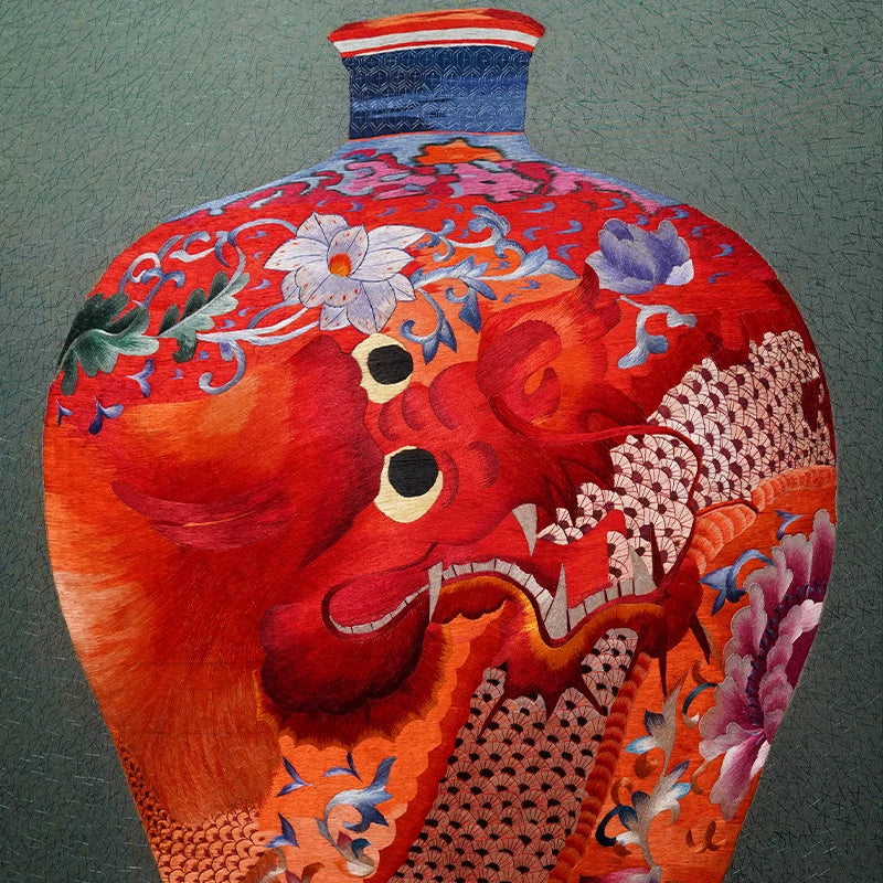 Handmade Su Embroidery - Chinese Porcelain Vase Art