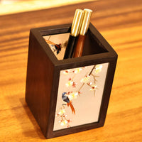 湘绣摆件紫光檀木笔筒手工刺绣双面绣创意中国风企业礼物礼品苏绣