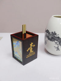 湘绣摆件紫光檀木笔筒手工刺绣双面绣创意中国风企业礼物礼品苏绣
