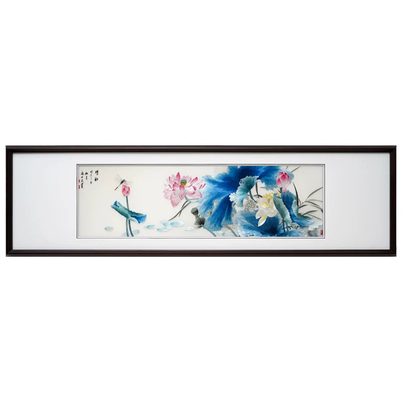 Silk Embroidery Chinese Lotus Flower Wall Decor