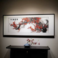 Chinese Silk Embroidery Plum Flower Wall Painting
