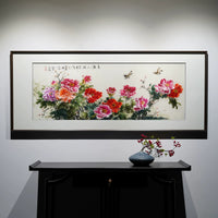 Blooming Prosperity‑Horizontal Peony Wall Decor