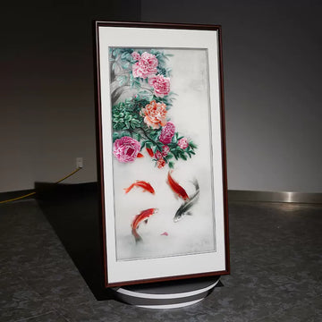 Peony Koi Prosperity Hand Embroidery