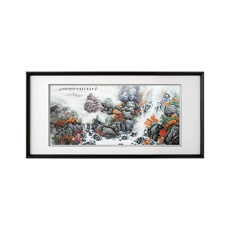 Hand‑Stitched Embroidery** Elegant Mountain Dwelling‑Horizontal