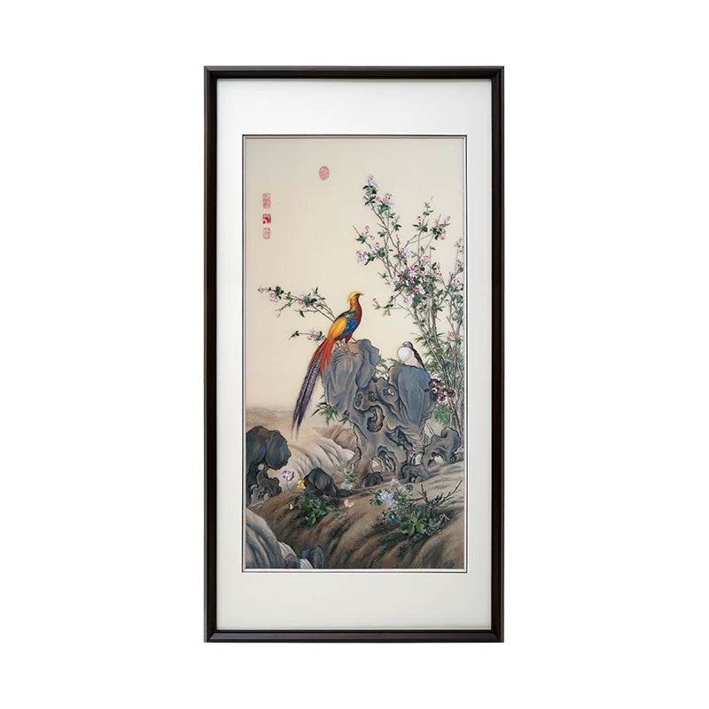 Colorful Golden Pheasant Bird Oil Painting Elegant Wall Deco