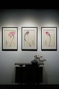 Elegant Lotus Charm‑3‑Panel Ink‑Style Wall Decor