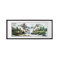 Hand‑Stitched Embroidery** Green Mountain Fortune Landscape, Elevate Your Home Style