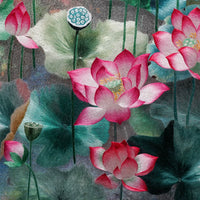 Lotus Pond Charm-Horizontal Suzhou Embroidery Wall Decor