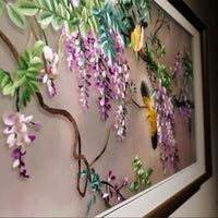 Wisteria Oriole Hand Embroidery