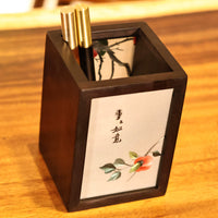 湘绣摆件紫光檀木笔筒手工刺绣双面绣创意中国风企业礼物礼品苏绣