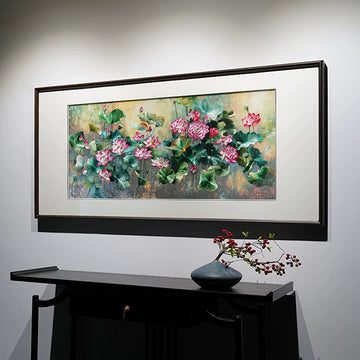 Lotus Pond Charm-Horizontal Suzhou Embroidery Wall Decor