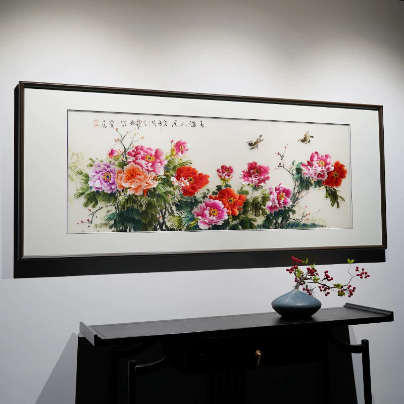 Blooming Prosperity‑Horizontal Peony Wall Decor