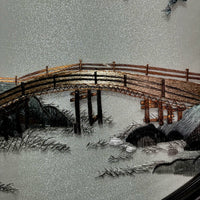 苏绣挂画新中式客厅手工刺绣画玄关卧室圆形装饰画《山水间》
