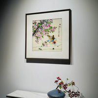Loving Pair‑Square Peach Blossom Mandarin Duck Wall Decor