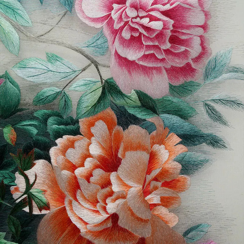Peony Koi Prosperity Hand Embroidery