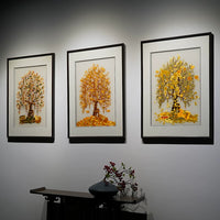 Gold & Treasure‑3‑Panel Money Tree Wall Decor