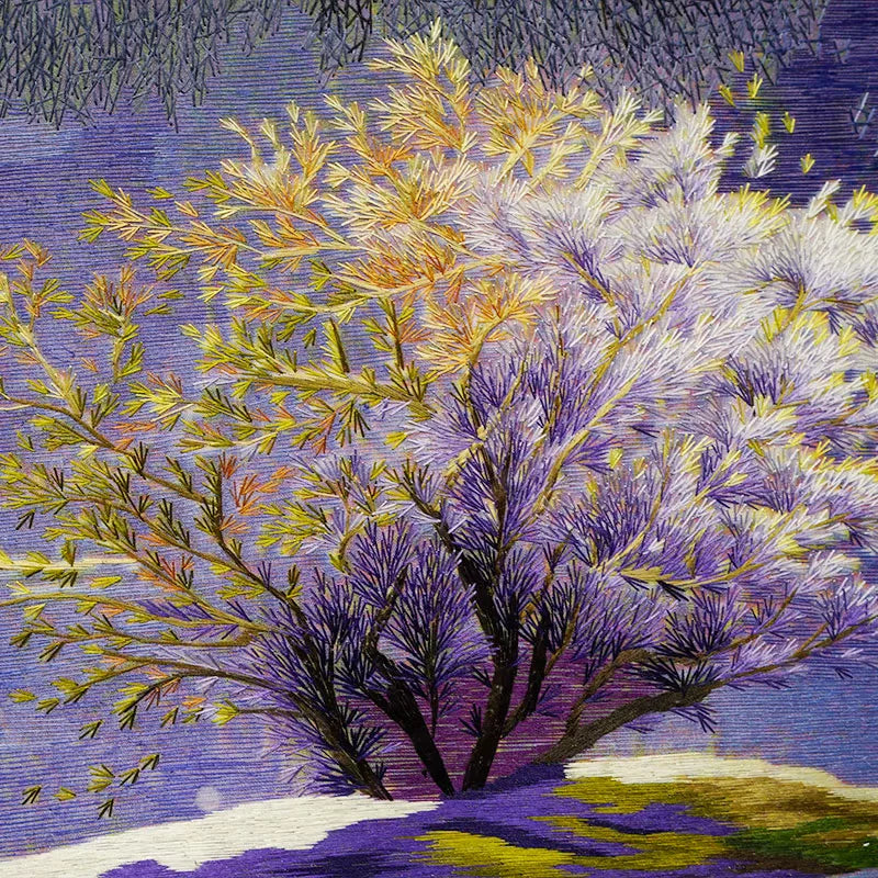 Lakeside Flower Scenery Hand Embroidery