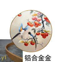 Round-Framed Suzhou Embroidery Persimmon Wall Hanging, Auspicious Chinese Art