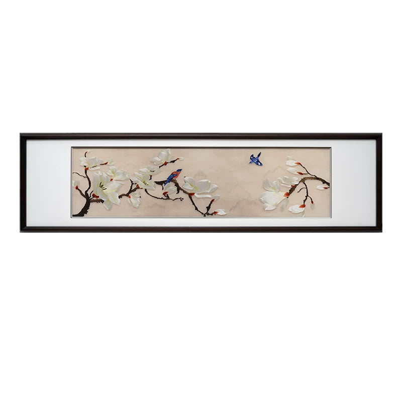 Magnolia Blessing‑Long Suzhou Embroidery Bird Wall Decor