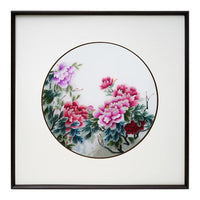 Handmade Su Embroidery - Peony Triptych