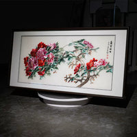 Silk Embroidery Chinese Peony Flower Wall Decor